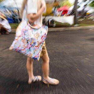 NWT KAVU Market Bag Ocean Dye Tote Bag - Green and White